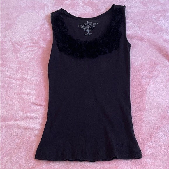 Tommy Hilfiger Tops - 🖤Tommy Hilfiger Black Tank Top with Floral Detail  Size S